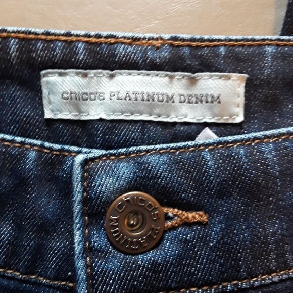 Chico's Platinum Denim Dark Wash Jeans Size 16 - Picture 3 of 12